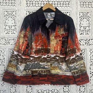 Take‎ Two Clothing All Over Print Paris Theme Graphic Shirt/Jacket Sz XL